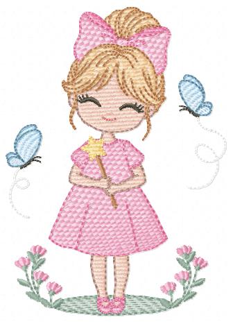 Baby girl embroidery designs - Girl with flowers and butterflies machine embroidery pattern - Princess embroidery - Instant digital download (Copy) Marcia Embroidery