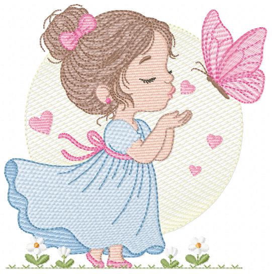 Girl embroidery designs - Flower girl embroidery design machine embroidery pattern - girl with flowers embroidery file butterfly embroidery (Copy) Marcia Embroidery