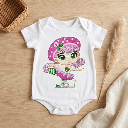 Strawberry Shortcake embroidery design - Girl with hearts and strawberries machine embroidery pattern - Baby Girl file - Instant digital download pes jef dst