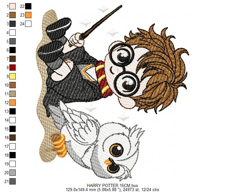 Harry Potter embroidery designs - HP with white owl machine embroidery patterns - Baby Girl Boy file - Instant digital download pes jef dst exp hus vp3 - Marcia Embroidery