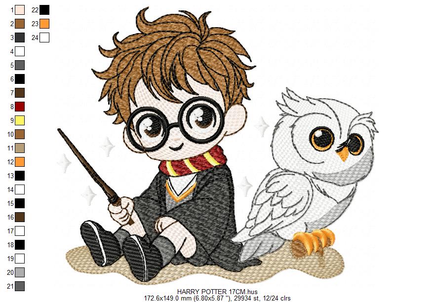 Harry Potter embroidery designs - HP with white owl machine embroidery patterns - Baby Girl Boy file - Instant digital download pes jef dst exp hus vp3 - Marcia Embroidery