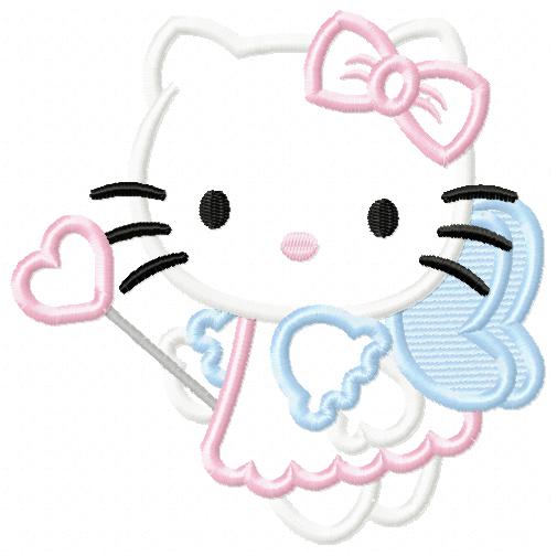 Hello Kitty embroidery designs - Cat Fairy with wings applique machine embroidery patterns - Baby Girl file - Instant digital download pes jef dst exp hus vp3 Marcia Embroidery