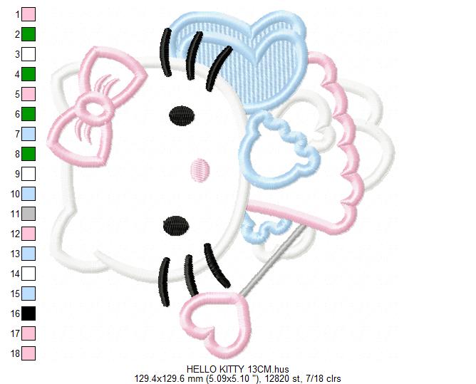 Hello Kitty embroidery designs - Cat Fairy with wings applique machine embroidery patterns - Baby Girl file - Instant digital download pes jef dst exp hus vp3 Marcia Embroidery