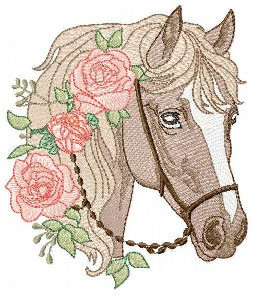 Horse embroidery design - Farm Pony with cowboy hat machine embroidery pattern - Baby Girl Cowgirl horse - Instant digital download pes jef (Copy) Marcia Embroidery