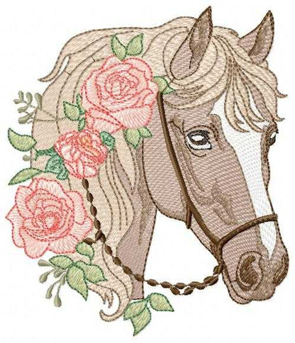 Horse embroidery design - Farm Pony with cowboy hat machine embroidery pattern - Baby Girl Cowgirl horse - Instant digital download pes jef (Copy) Marcia Embroidery