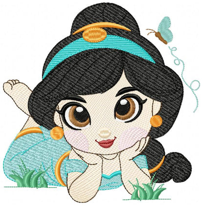 Jasmine embroidery designs - Disney Princess machine embroidery patterns - Baby Girl file - Instant digital download pes jef dst exp hus vp3 - Marcia Embroidery