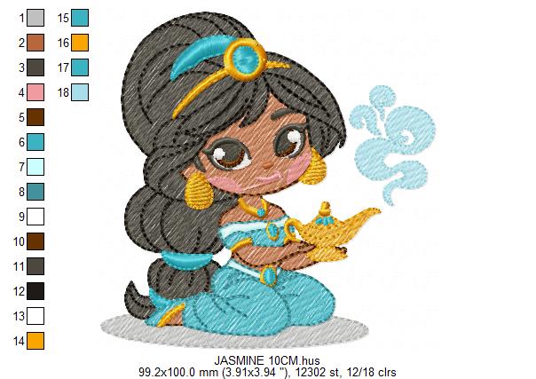 Jasmine embroidery design - Disney Princess machine embroidery patterns - Instant digital download (Copy) Marcia Embroidery