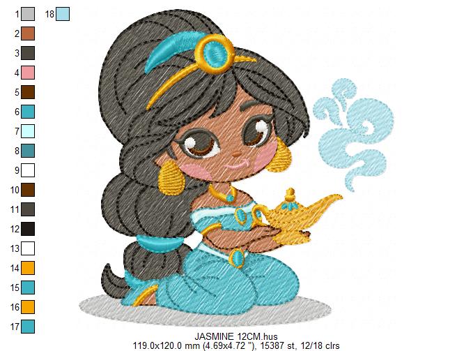 Jasmine embroidery design - Disney Princess machine embroidery patterns - Instant digital download (Copy) Marcia Embroidery