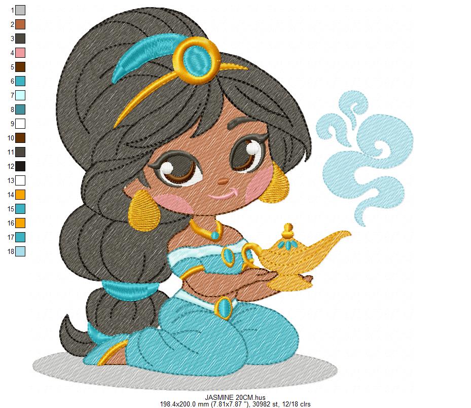 Jasmine embroidery design - Disney Princess machine embroidery patterns - Instant digital download (Copy) Marcia Embroidery