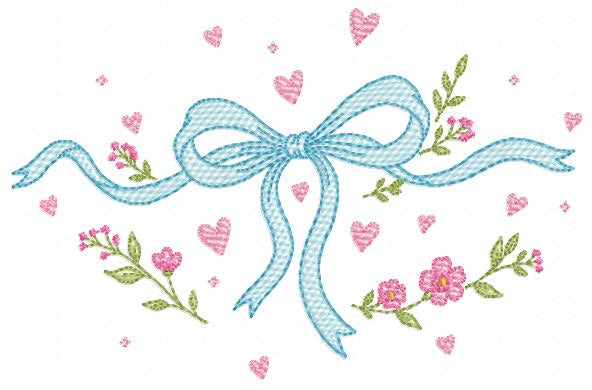 Lace embroidery designs - Ribbon with hearts and flowers embroidery design machine embroidery pattern - Baby boy embroidery file - Laurel wreath with Lace