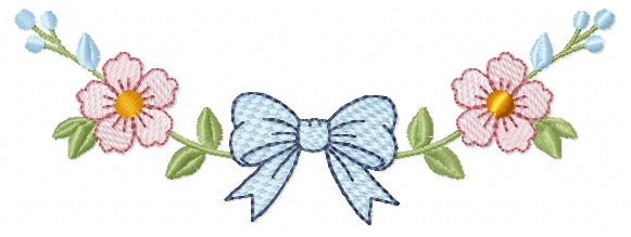 Lace embroidery design - Ribbon with flowers machine embroidery pattern - Kitchen Towel file - Laurel wreath with Lace (Digital Download)