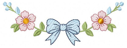 Lace embroidery design - Ribbon with flowers machine embroidery pattern - Kitchen Towel file - Laurel wreath with Lace (Digital Download)