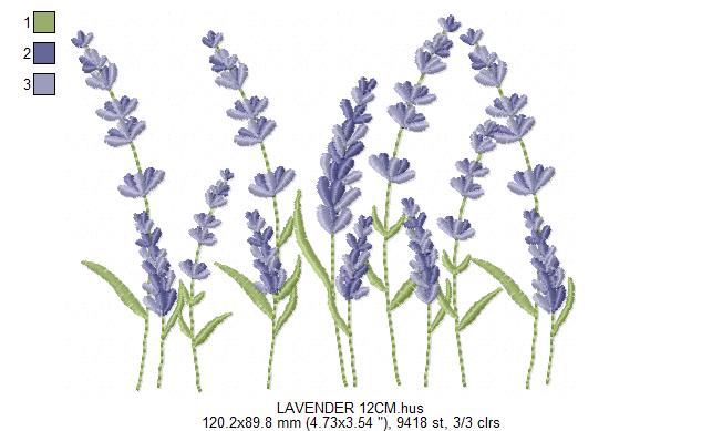Lavender flowers embroidery design - Flower garden machine embroidery pattern - Floral Kitchen Tea towel - Instant download pes jef