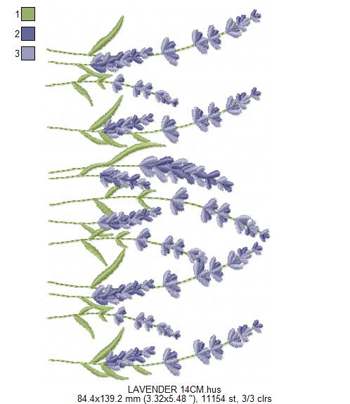 Lavender flowers embroidery design - Flower garden machine embroidery pattern - Floral Kitchen Tea towel - Instant download pes jef
