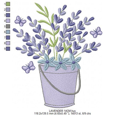 Lavender flowers embroidery design - Flower garden machine embroidery pattern - Floral Kitchen Tea towel - Instant download pes jef (Copy) Marcia Embroidery