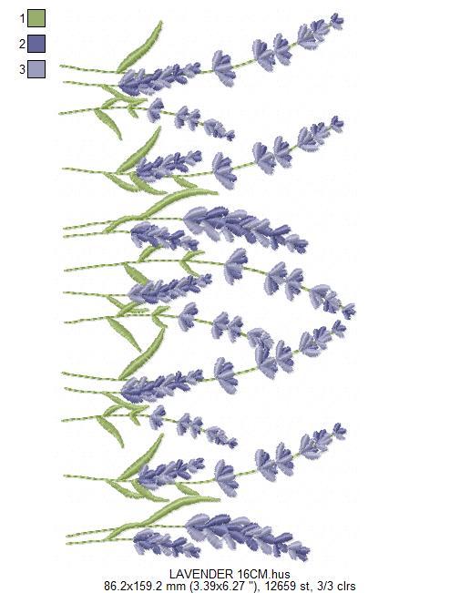 Lavender flowers embroidery design - Flower garden machine embroidery pattern - Floral Kitchen Tea towel - Instant download pes jef