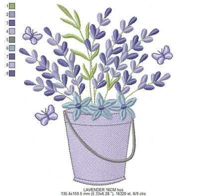 Lavender flowers embroidery design - Flower garden machine embroidery pattern - Floral Kitchen Tea towel - Instant download pes jef (Copy) Marcia Embroidery