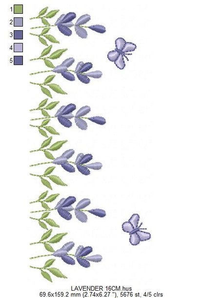 Flower garden embroidery design - Lavender flowers with butterflies machine embroidery pattern -  Kitchen Tea towel - Instant download pes (Copy) Marcia Embroidery