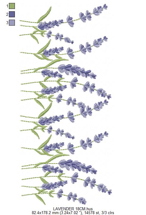 Lavender flowers embroidery design - Flower garden machine embroidery pattern - Floral Kitchen Tea towel - Instant download pes jef