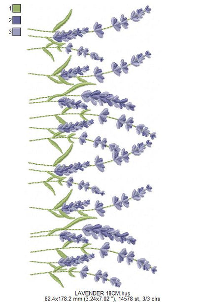 Lavender flowers embroidery design - Flower garden machine embroidery pattern - Floral Kitchen Tea towel - Instant download pes jef
