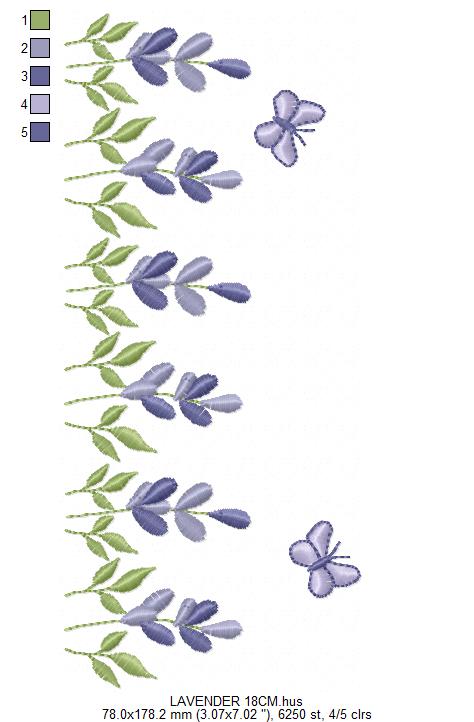 Flower garden embroidery design - Lavender flowers with butterflies machine embroidery pattern -  Kitchen Tea towel - Instant download pes (Copy) Marcia Embroidery