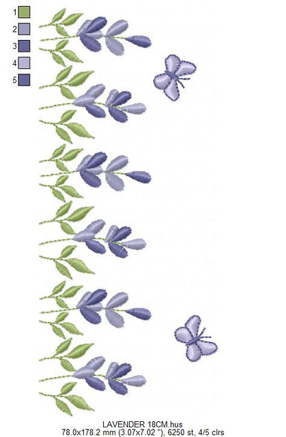 Flower garden embroidery design - Lavender flowers with butterflies machine embroidery pattern -  Kitchen Tea towel - Instant download pes (Copy) Marcia Embroidery