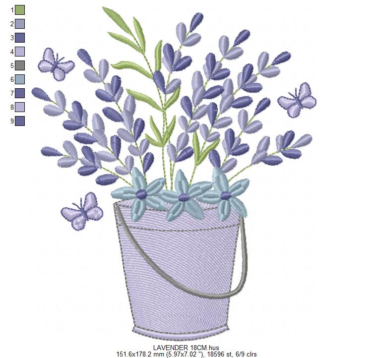 Lavender flowers embroidery design - Flower garden machine embroidery pattern - Floral Kitchen Tea towel - Instant download pes jef (Copy) Marcia Embroidery