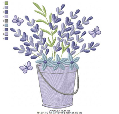 Lavender flowers embroidery design - Flower garden machine embroidery pattern - Floral Kitchen Tea towel - Instant download pes jef (Copy) Marcia Embroidery