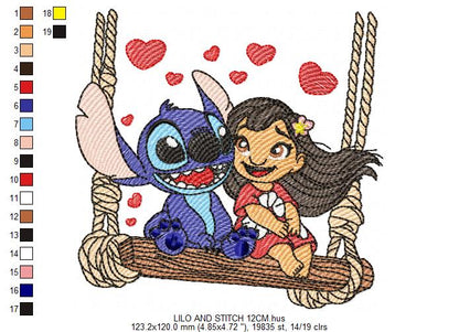 Stitch embroidery design - Lilo and Stitch Cartoon machine embroidery pattern - Baby boy and girl file - Instant digital download pes jef (Copy) Marcia Embroidery