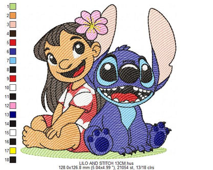 Stitch embroidery design - Lilo and Stitch Cartoon machine embroidery pattern - Baby boy and girl file - Instant digital download pes jef (Copy) Marcia Embroidery