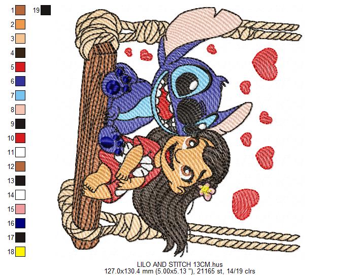 Stitch embroidery design - Lilo and Stitch Cartoon machine embroidery pattern - Baby boy and girl file - Instant digital download pes jef (Copy) Marcia Embroidery