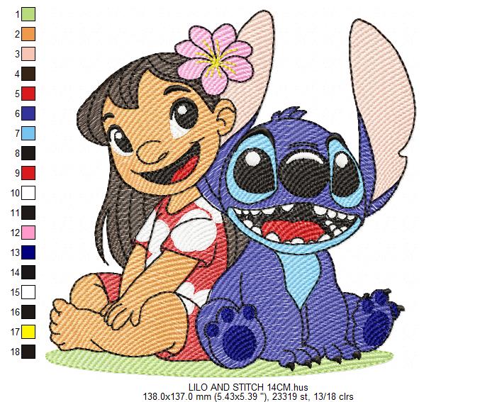Stitch embroidery design - Lilo and Stitch Cartoon machine embroidery pattern - Baby boy and girl file - Instant digital download pes jef (Copy) Marcia Embroidery