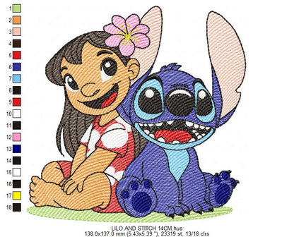Stitch embroidery design - Lilo and Stitch Cartoon machine embroidery pattern - Baby boy and girl file - Instant digital download pes jef (Copy) Marcia Embroidery