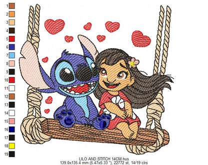 Stitch embroidery design - Lilo and Stitch Cartoon machine embroidery pattern - Baby boy and girl file - Instant digital download pes jef (Copy) Marcia Embroidery