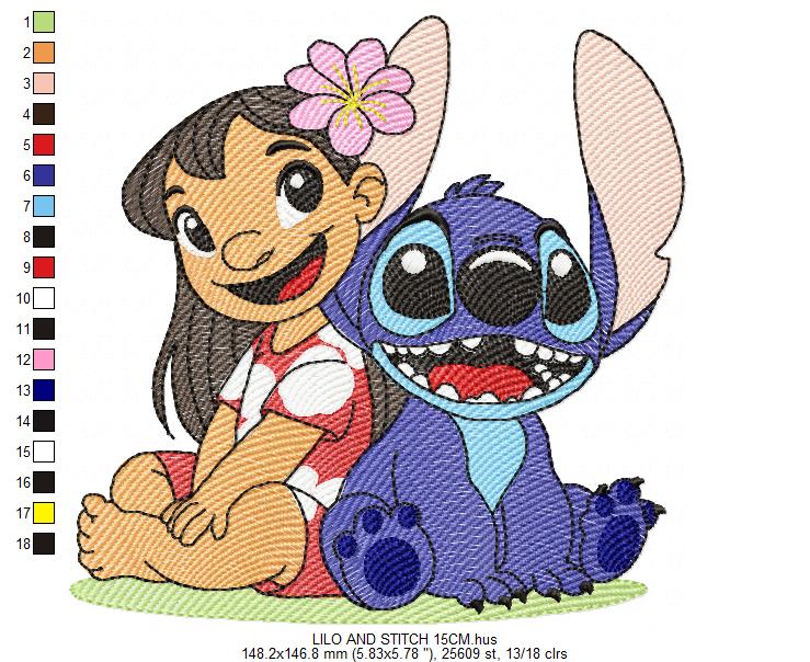 Stitch embroidery design - Lilo and Stitch Cartoon machine embroidery pattern - Baby boy and girl file - Instant digital download pes jef (Copy) Marcia Embroidery