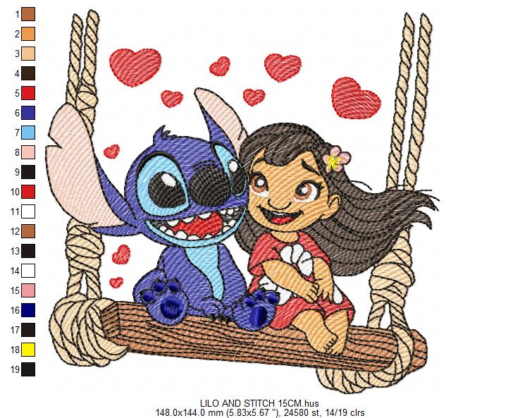 Stitch embroidery design - Lilo and Stitch Cartoon machine embroidery pattern - Baby boy and girl file - Instant digital download pes jef (Copy) Marcia Embroidery