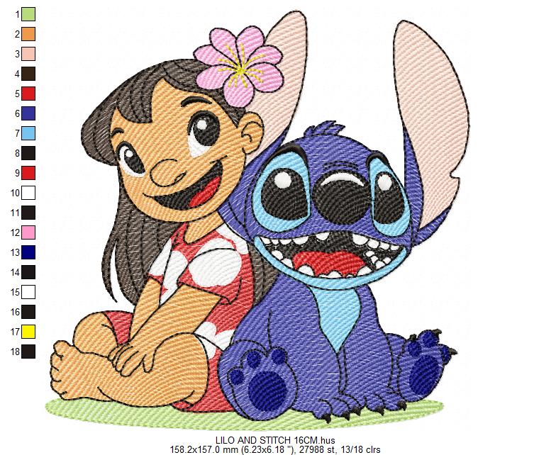 Stitch embroidery design - Lilo and Stitch Cartoon machine embroidery pattern - Baby boy and girl file - Instant digital download pes jef (Copy) Marcia Embroidery