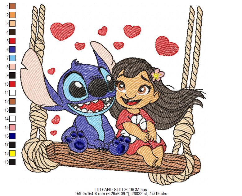 Stitch embroidery design - Lilo and Stitch Cartoon machine embroidery pattern - Baby boy and girl file - Instant digital download pes jef (Copy) Marcia Embroidery