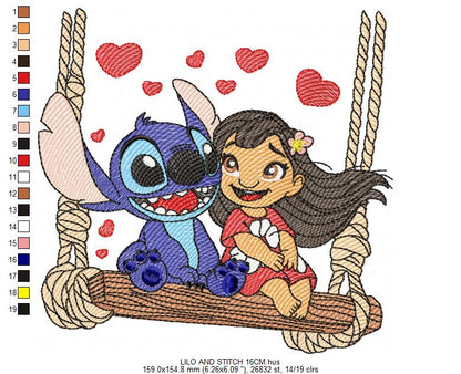 Stitch embroidery design - Lilo and Stitch Cartoon machine embroidery pattern - Baby boy and girl file - Instant digital download pes jef (Copy) Marcia Embroidery