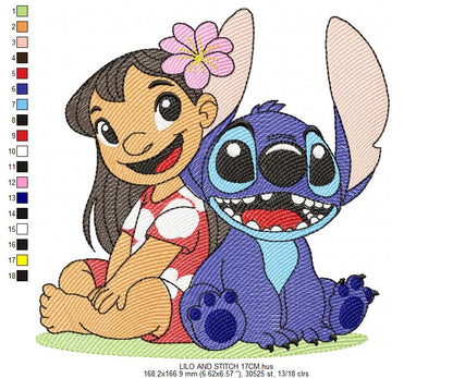 Stitch embroidery design - Lilo and Stitch Cartoon machine embroidery pattern - Baby boy and girl file - Instant digital download pes jef (Copy) Marcia Embroidery