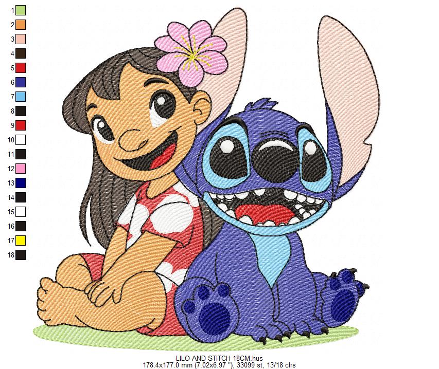 Stitch embroidery design - Lilo and Stitch Cartoon machine embroidery pattern - Baby boy and girl file - Instant digital download pes jef (Copy) Marcia Embroidery
