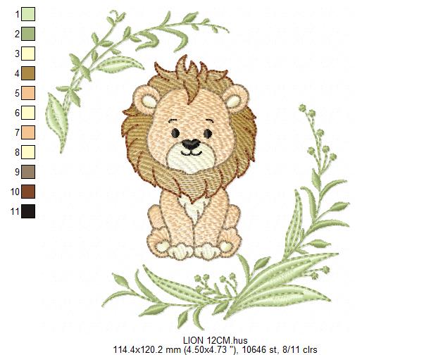 Lion embroidery design - Safari Wild Animal machine embroidery pattern - Instant digital download pes jef dst