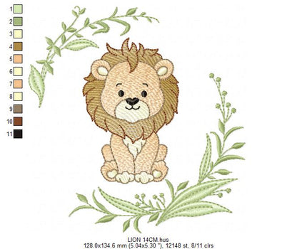 Lion embroidery design - Safari Wild Animal machine embroidery pattern - Instant digital download pes jef dst