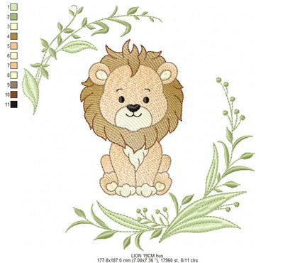 Lion embroidery design - Safari Wild Animal machine embroidery pattern - Instant digital download pes jef dst