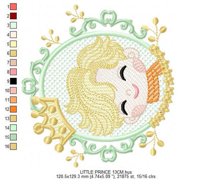The Little Prince embroidery design - Little Prince with crown machine embroidery pattern - Baby boy and girl Fairytale file - Instant digital download pes jef Marcia Embroidery