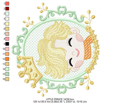 The Little Prince embroidery design - Little Prince with crown machine embroidery pattern - Baby boy and girl Fairytale file - Instant digital download pes jef Marcia Embroidery