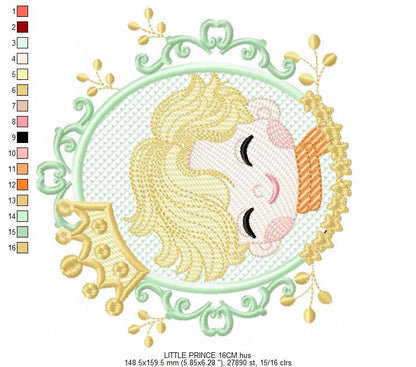 The Little Prince embroidery design - Little Prince with crown machine embroidery pattern - Baby boy and girl Fairytale file - Instant digital download pes jef Marcia Embroidery