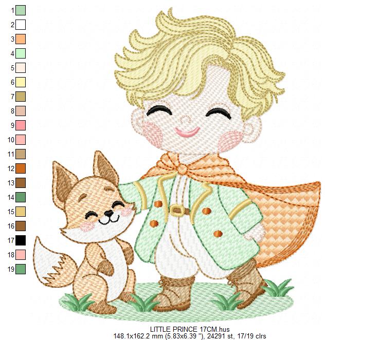 The Little Prince embroidery design - Little Prince with fox machine embroidery pattern - Baby boy and girl Fairytale file - Instant digital download pes jef Marcia Embroidery