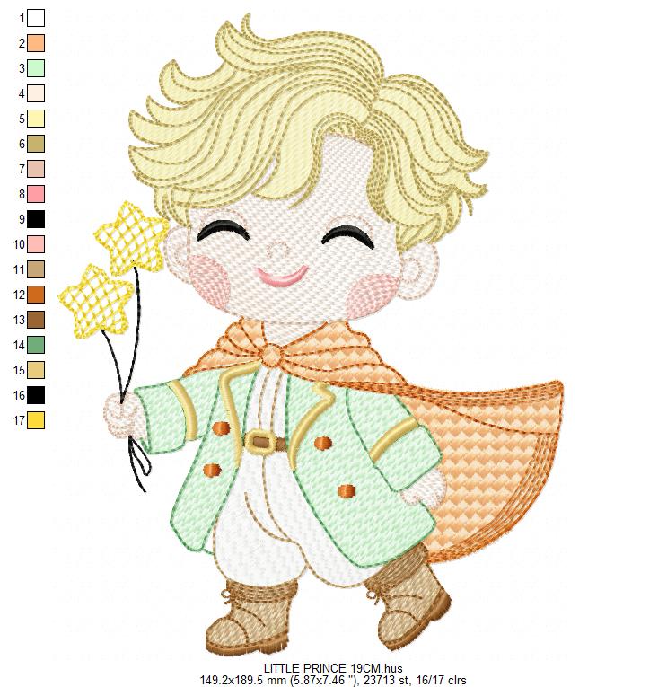 The Little Prince embroidery design - Little Prince with stars machine embroidery pattern - Baby boy and girl Fairytale file - Instant digital download pes jef Marcia Embroidery