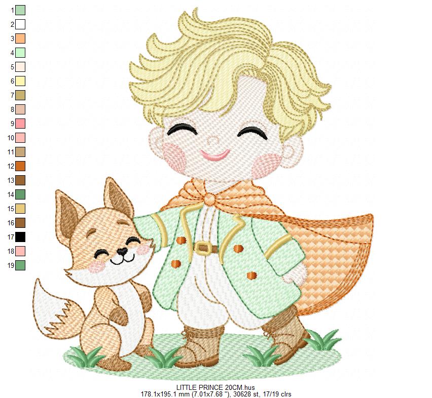 The Little Prince embroidery design - Little Prince with fox machine embroidery pattern - Baby boy and girl Fairytale file - Instant digital download pes jef Marcia Embroidery